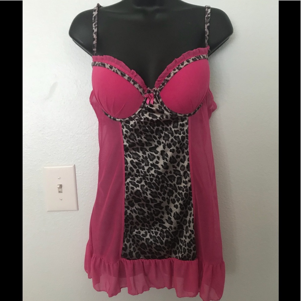 Pink and black lingerie teddy. FITS M